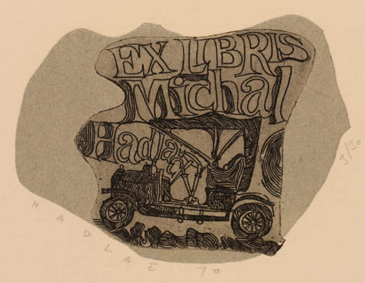 Exlibris by Jiri Hadlac from Czechoslovakia for Michal Hadlac - Car 