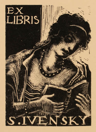 Exlibris by Josef Hodek from Czechoslovakia for S. Ivenski - Book Woman 