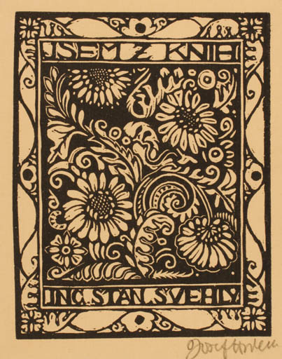 Exlibris by Josef Hodek from Czechoslovakia for Ing. Stan Svehly - Flower Flora 