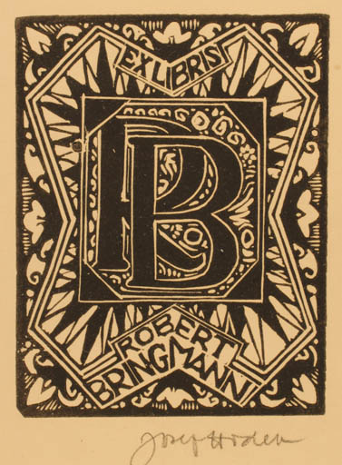 Exlibris by Josef Hodek from Czechoslovakia for Robert Bringmann - Monogram 