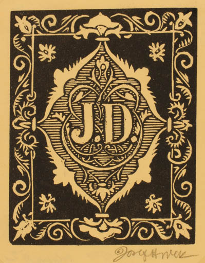 Exlibris by Josef Hodek from Czechoslovakia for ? J.D. - Monogram 