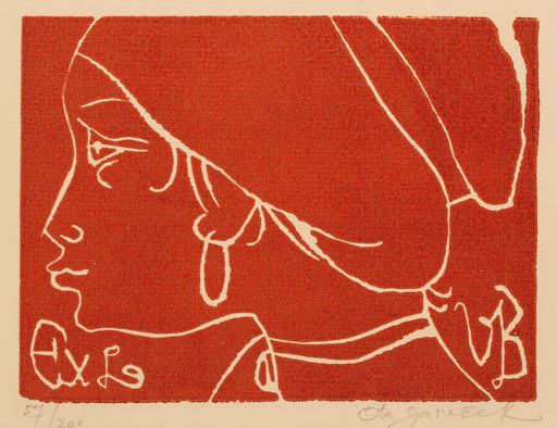 Exlibris by Ota Janecek from Czechoslovakia for ? V.B. - Portrait 