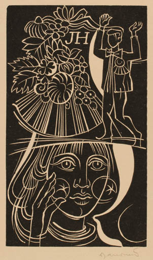 Exlibris by Dusan Janousek from Czechoslovakia for ? J.H. - 