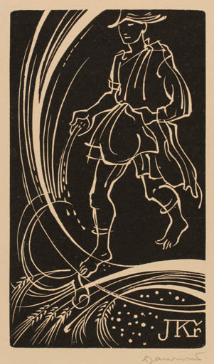 Exlibris by Dusan Janousek from Czechoslovakia for ? J. Kr. - Man 