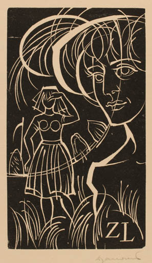 Exlibris by Dusan Janousek from Czechoslovakia for ? Z. L. - Woman 