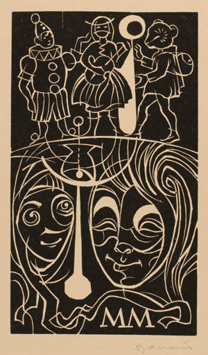 Exlibris by Dusan Janousek from Czechoslovakia for ? M. M. - Theater/Cirkus 