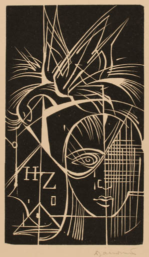 Exlibris by Dusan Janousek from Czechoslovakia for ? H. Z. - Bird Portrait 