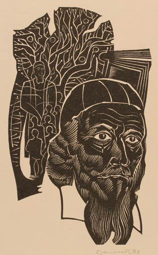 Exlibris by Dusan Janousek from Czechoslovakia for ? ? - Portrait 