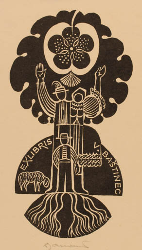 Exlibris by Dusan Janousek from Czechoslovakia for Václav Bastinec - Couple 