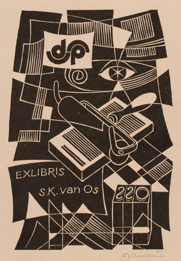 Exlibris by Dusan Janousek from Czechoslovakia for S.K. Van Os - Printing technique 