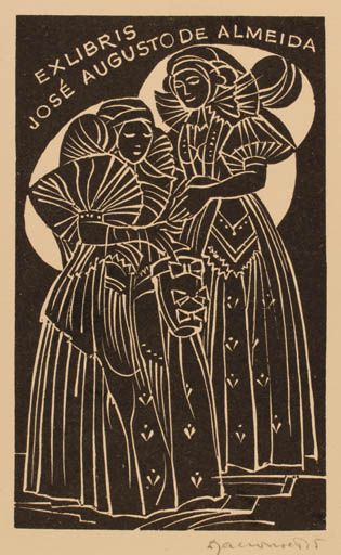 Exlibris by Dusan Janousek from Czechoslovakia for José Augusto De Almedia - Woman 