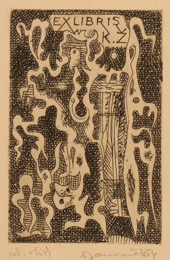 Exlibris by Dusan Janousek from Czechoslovakia for ? K.Z. - Abstract 