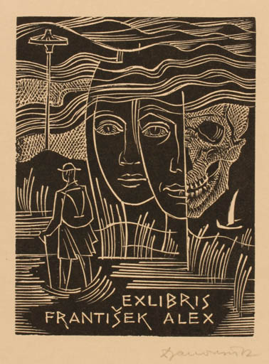 Exlibris by Dusan Janousek from Czechoslovakia for Frantisek Alex - 