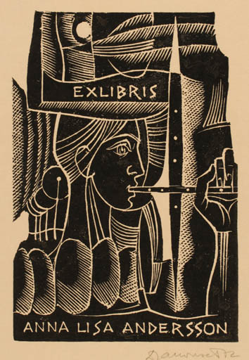 Exlibris by Dusan Janousek from Czechoslovakia for Anna Lisa Andersson - Music 