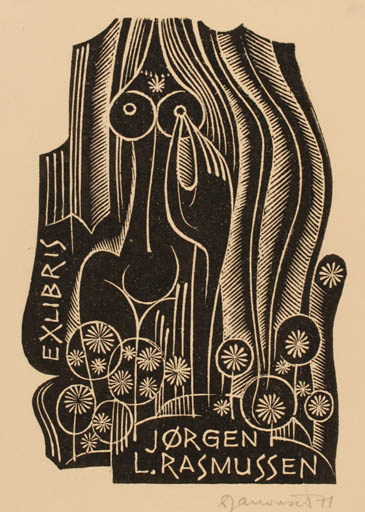 Exlibris by Dusan Janousek from Czechoslovakia for Jørgen Lindhardt Rasmussen - Woman 