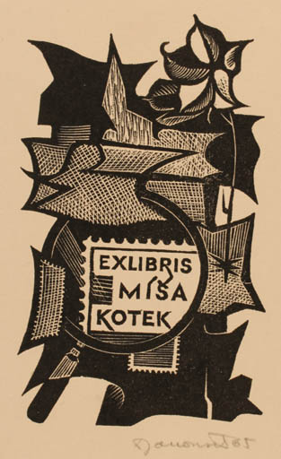 Exlibris by Dusan Janousek from Czechoslovakia for Misa Kotek - Abstract Hobby 