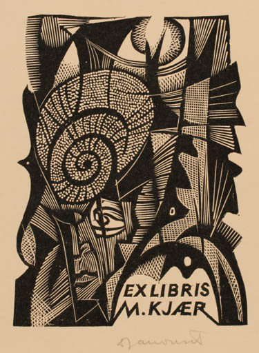 Exlibris by Dusan Janousek from Czechoslovakia for M Kjær - Abstract 