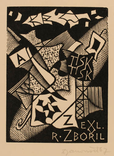 Exlibris by Dusan Janousek from Czechoslovakia for Rajmund Zboril - Abstract 