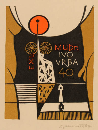 Exlibris by Dusan Janousek from Czechoslovakia for Mudr. Ivo Vrba - Abstract 