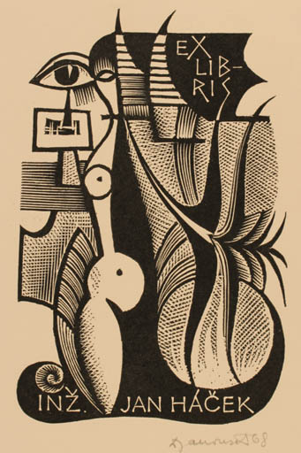 Exlibris by Dusan Janousek from Czechoslovakia for Ing. Jan Hacek - Abstract 