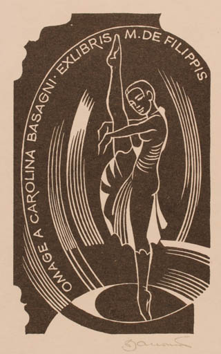 Exlibris by Dusan Janousek from Czechoslovakia for ? ? - Dancing 