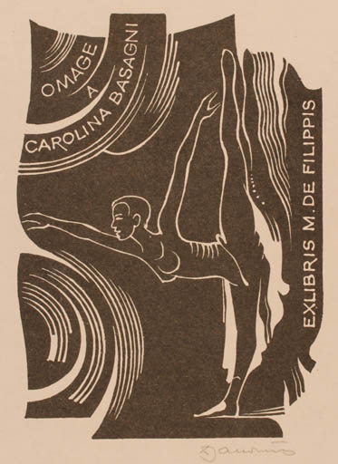 Exlibris by Dusan Janousek from Czechoslovakia for ? ? - Dancing 