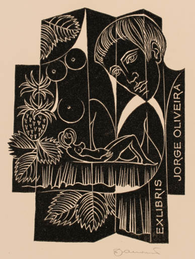 Exlibris by Dusan Janousek from Czechoslovakia for Jorge Oliveira - 