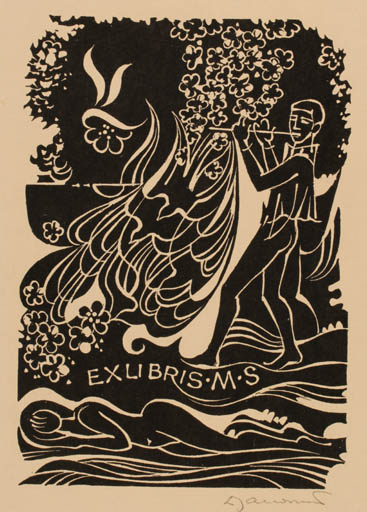 Exlibris by Dusan Janousek from Czechoslovakia for ? M. S. - Music Couple 