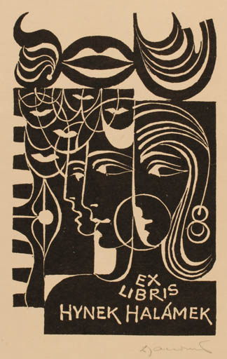 Exlibris by Dusan Janousek from Czechoslovakia for Hynek Halamek - Portrait 