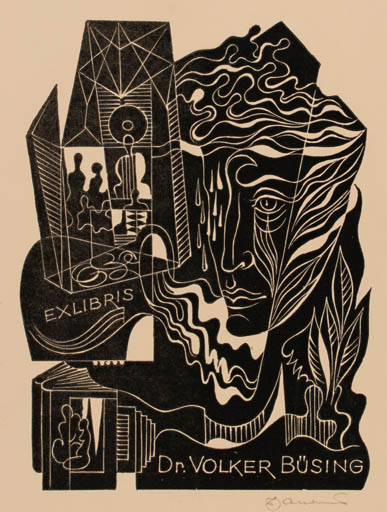 Exlibris by Dusan Janousek from Czechoslovakia for Dr. Volker Büsing - Abstract 