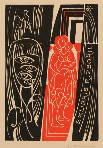 Exlibris by Dusan Janousek from Czechoslovakia for Rajmund Zboril - Woman 