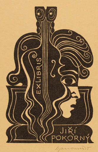 Exlibris by Dusan Janousek from Czechoslovakia for Jiri Pokorny - 