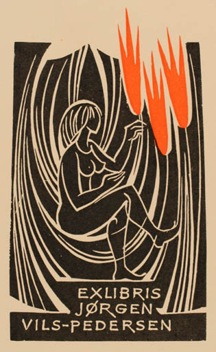 Exlibris by Dusan Janousek from Czechoslovakia for Jørgen Vils Pedersen - Woman 