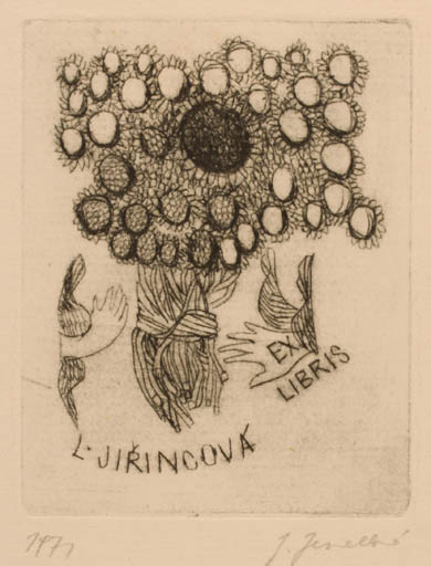 Exlibris by Jana Jemelkova from Czech Republic for Ludmilla Jirincova - Flower Hand(s) 