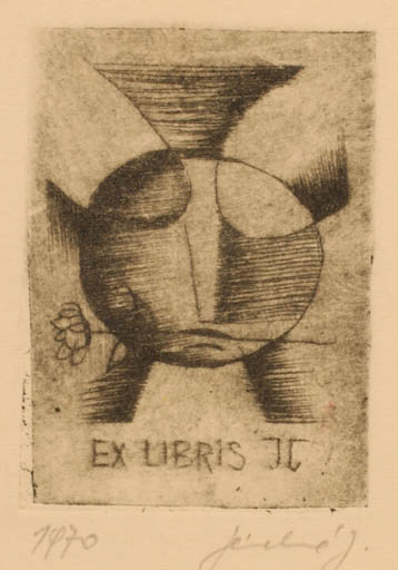 Exlibris by Jana Jemelkova from Czech Republic for ? J. L. - Portrait 