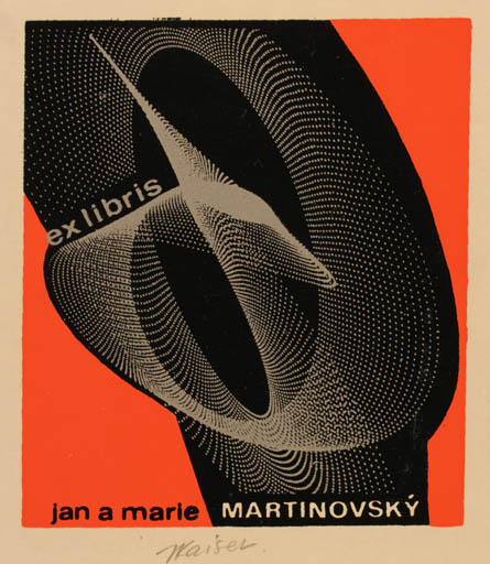 Exlibris by Jaroslav Kaiser from Czechoslovakia for Jan A Marie Martinovský - Abstract 