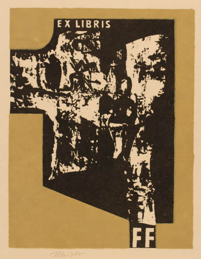 Exlibris by Jaroslav Kaiser from Czechoslovakia for ? F.F - Abstract 