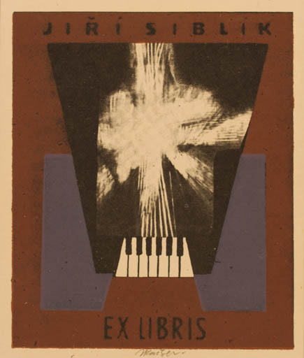 Exlibris by Jaroslav Kaiser from Czechoslovakia for Jiri Siblik - Abstract Music 