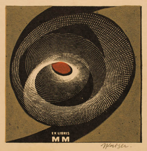 Exlibris by Jaroslav Kaiser from Czechoslovakia for ? M.M. - Abstract 