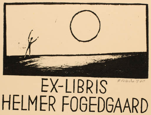 Exlibris by Frantisek Peterka from Czech Republic for Helmer Fogedgaard - Scenery/Landscape Sun 