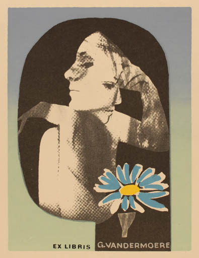 Exlibris by Jaroslav Kaiser from Czechoslovakia for Gilbert Vandermoere - Flower Woman 