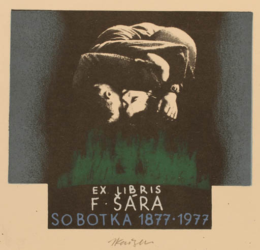 Exlibris by Jaroslav Kaiser from Czechoslovakia for Frantisek Sara - Couple Romance 