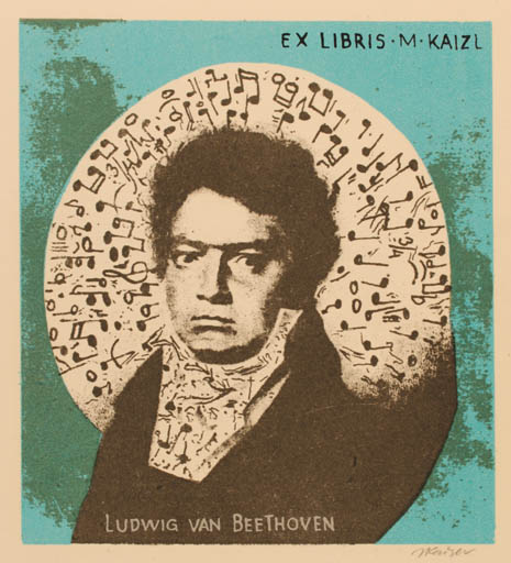 Exlibris by Jaroslav Kaiser from Czechoslovakia for Mirko Kaizl - Music 