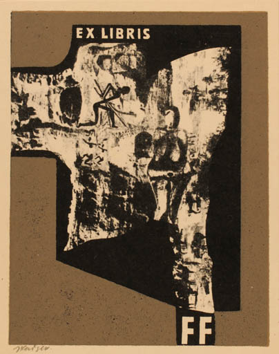 Exlibris by Jaroslav Kaiser from Czechoslovakia for ? F. F. - Abstract 