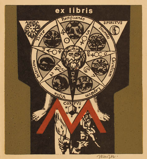 Exlibris by Jaroslav Kaiser from Czechoslovakia for ? M - Science 