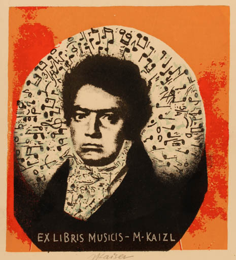 Exlibris by Jaroslav Kaiser from Czechoslovakia for Mirko Kaizl - Ex Mucika Music 