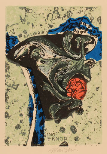 Exlibris by Jaroslav Kaiser from Czechoslovakia for Ing. E Knor - Flower Flora 