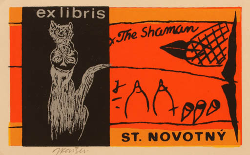 Exlibris by Jaroslav Kaiser from Czechoslovakia for S. Novotny - Cat 