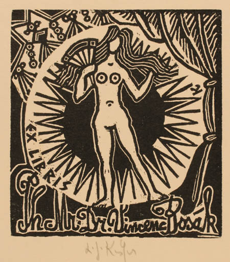 Exlibris by Ladislav J. Kaspar from Czech Republic for Dr. Vincenc Bosak - Woman Nude 