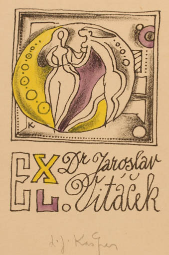 Exlibris by Ladislav J. Kaspar from Czech Republic for Dr. Jaroslav Vitacek - Abstract 